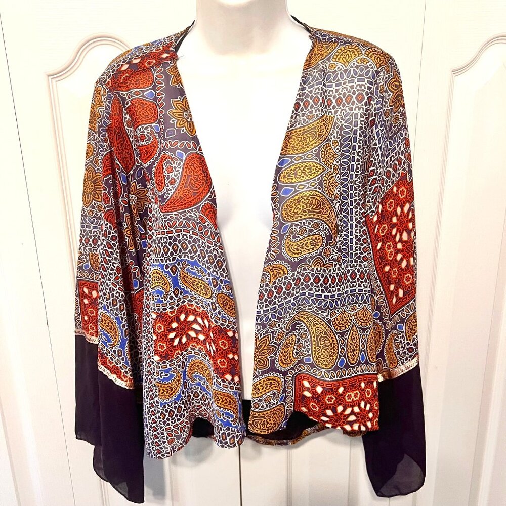 Style & Co. Women's Open Front Sheer Flowy Jacket-Lined -Casual-Size Small-Fun - Picture 2 of 14